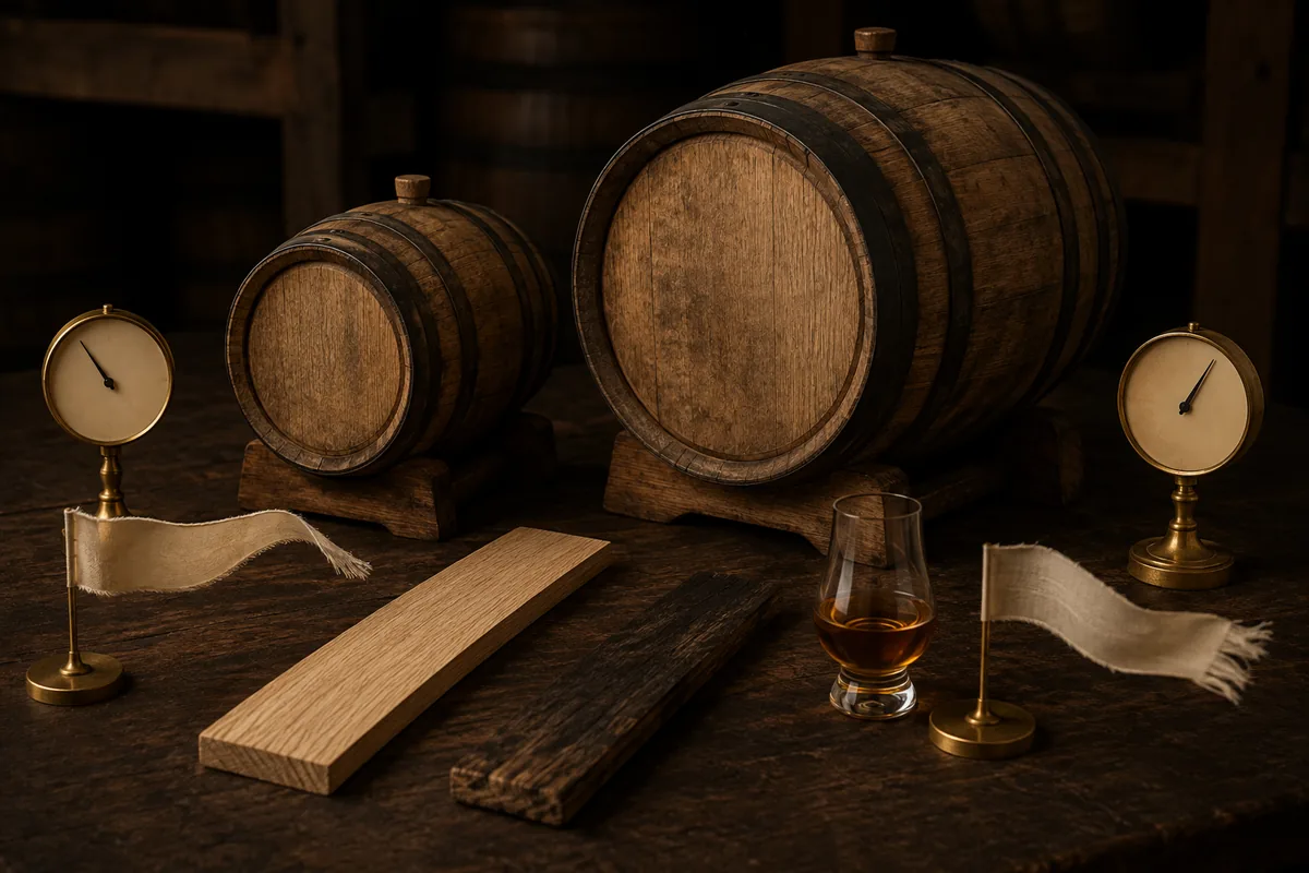 Indian whisky cask study showing temperature, humidity, airflow, cask size, and previous-fill wood as separate variables